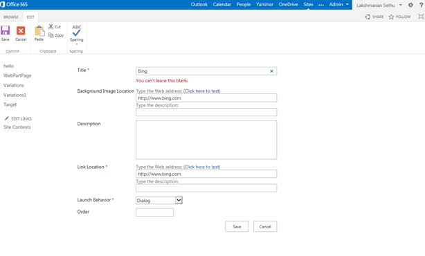 newly created Promoted Link List